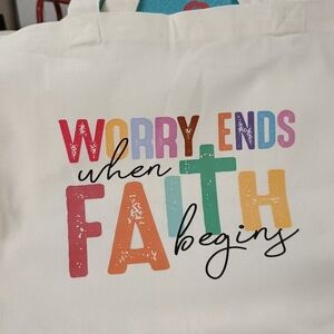 White and Red Inspirational Tote Bag with Modern Typography